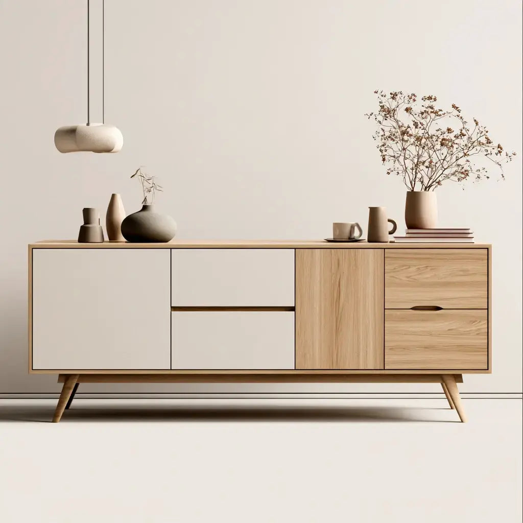Aparador con cajones centrales y puertas laterales - beige - chestersofahaven