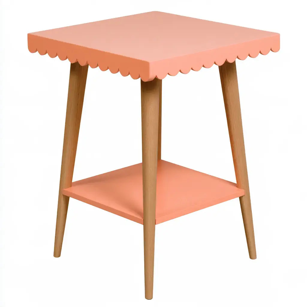 Mesa auxiliar con tablero cuadrado y borde decorado - rosa/marrón - chestersofahaven