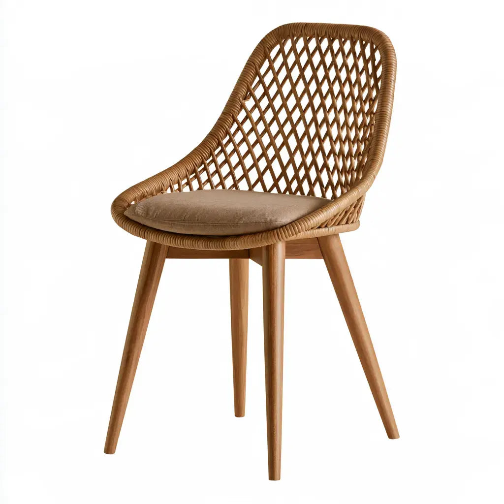 Silla con respaldo alto de rejilla abierta - marrón