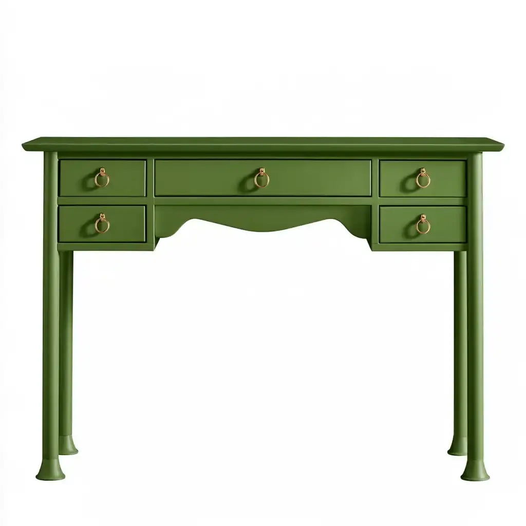 Consola con cajones y patas torneadas - verde