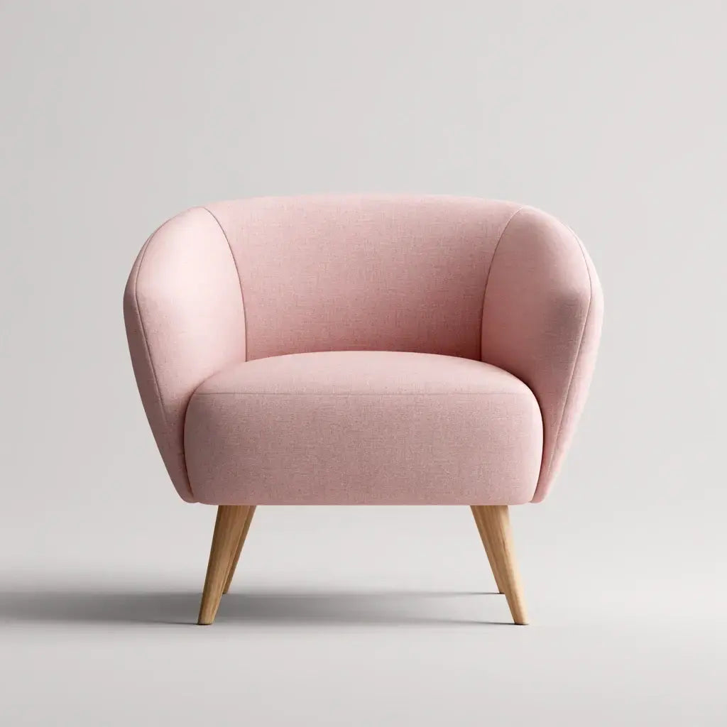 Sillón con respaldo envolvente y patas inclinadas - rosa