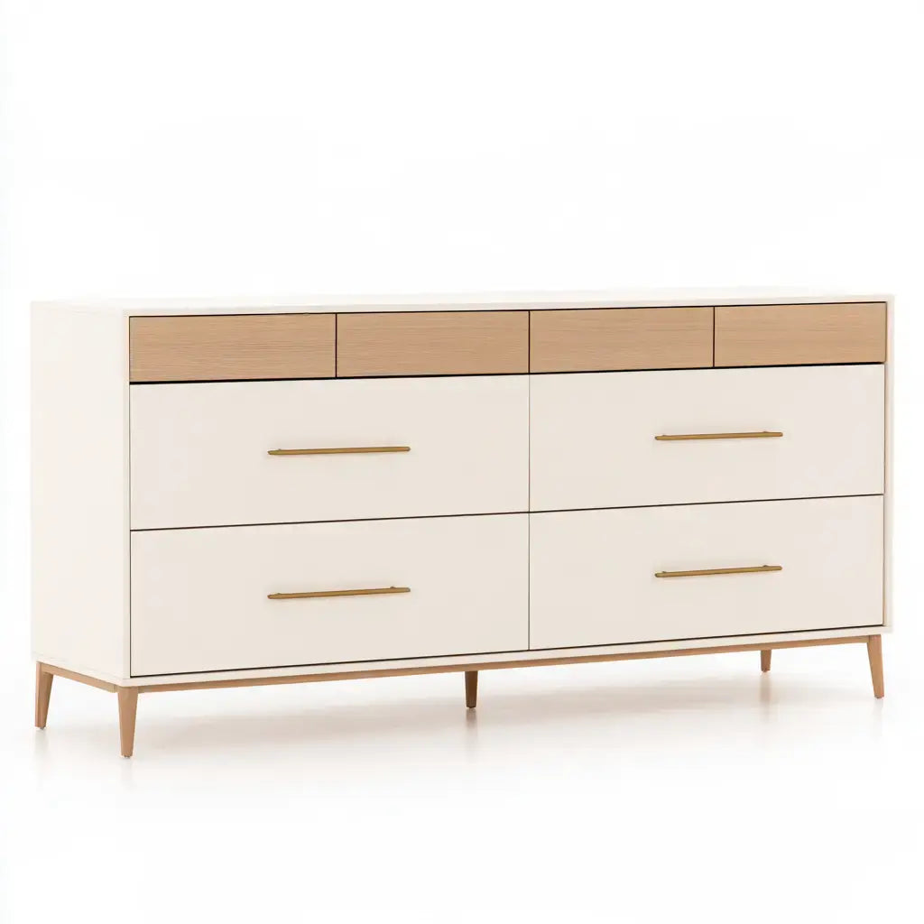 Cómoda con cajones anchos en dos tonos - beige/marrón