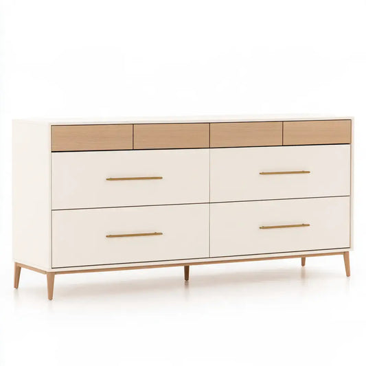 Cómoda con cajones anchos en dos tonos - beige/marrón