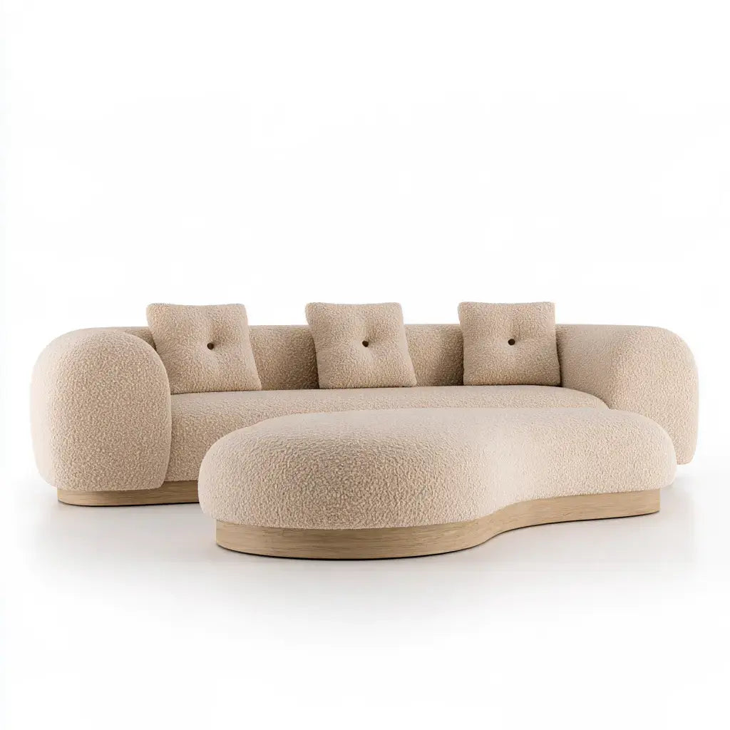 Sofá con asiento alargado de contorno orgánico - beige - chestersofahaven