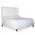 Cama con cabecero de paneles y base clara - blanco
